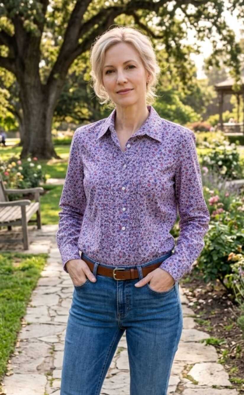 L.L. Bean Wrinkle Free Floral Button Down Shirt Top Blouse Women's Medium Reg М